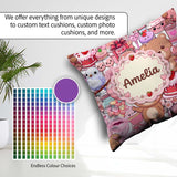 Custom Name Abstract Floral Red Yellow Artistic Seamless Pattern Square Filled Cushion Throw Pillow Sofa Bed Home Decor Zip Washable UK Made
