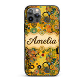 Abstract Colorful Floral Garden Artistic Modern Custom Name Protective Phone Case Mobile Cover Durable Everyday Smartphone Shock Resistant