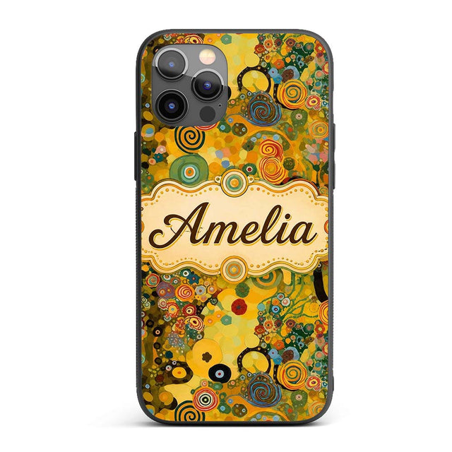 Abstract Colorful Floral Garden Artistic Modern Custom Name Protective Phone Case Mobile Cover Durable Everyday Smartphone Shock Resistant