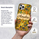 Abstract Colorful Floral Garden Artistic Modern Custom Name Protective Phone Case Mobile Cover Durable Everyday Smartphone Shock Resistant