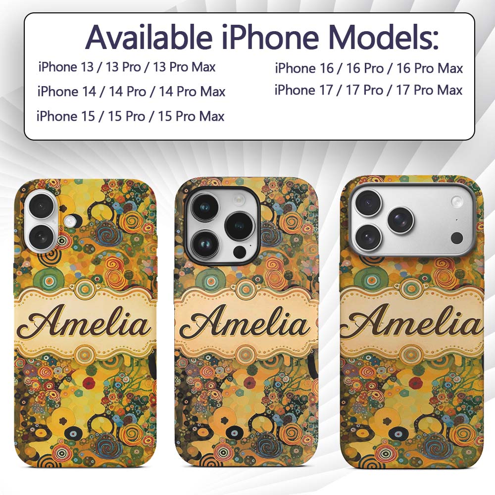 Abstract Colorful Floral Garden Artistic Modern Custom Name Protective Phone Case Mobile Cover Durable Everyday Smartphone Shock Resistant