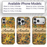 Abstract Colorful Floral Garden Artistic Modern Custom Name Protective Phone Case Mobile Cover Durable Everyday Smartphone Shock Resistant