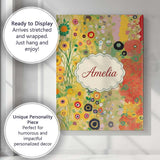 Personalised Name Abstract Golden Floral Custom  Unique Gift Idea Elegant Feature Canvas Wall Art Print Decor Picture Ready to Hang