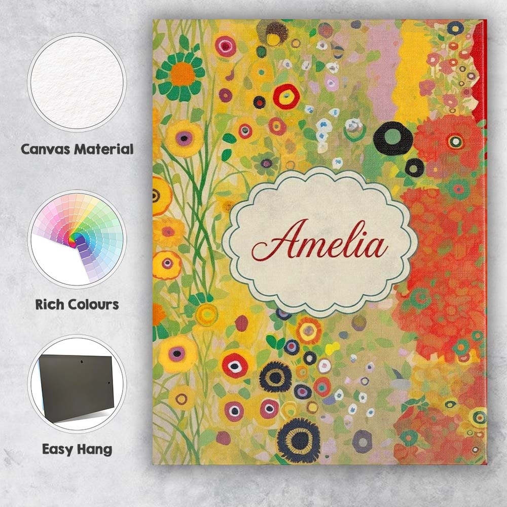 Personalised Name Abstract Golden Floral Custom  Unique Gift Idea Elegant Feature Canvas Wall Art Print Decor Picture Ready to Hang