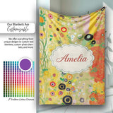 Abstract Golden Floral Ornamental Artistic Seamless Pattern Name  Personalised Custom Name Super Soft Fleece Blanket Bed Sofa Throw
