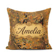 Custom Name Golden Abstract Circles Flowing Organic Seamless Square Filled Cushion Throw Pillow Sofa Bed Home Decor Zip Washable UK Made