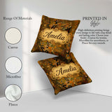 Custom Name Golden Abstract Circles Flowing Organic Seamless Square Filled Cushion Throw Pillow Sofa Bed Home Decor Zip Washable UK Made