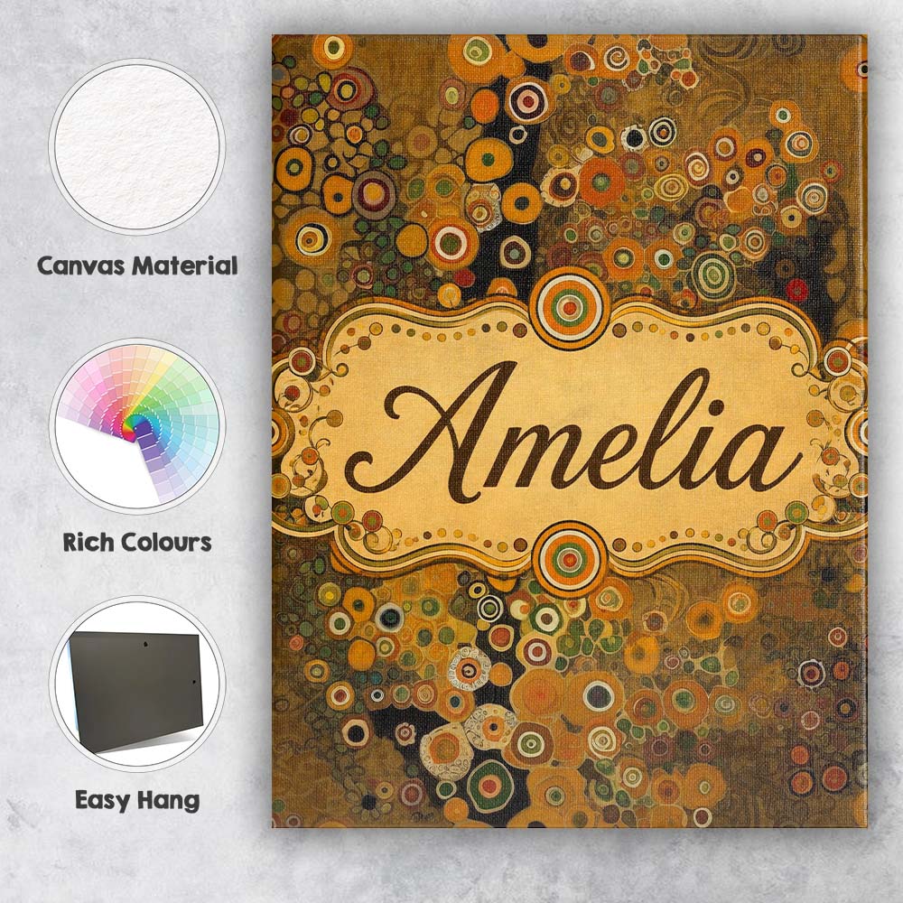 Personalised Name Golden Abstract Mosaic Custom  Unique Gift Idea Elegant Feature Canvas Wall Art Print Decor Picture Ready to Hang