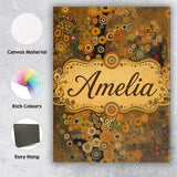 Personalised Name Golden Abstract Mosaic Custom  Unique Gift Idea Elegant Feature Canvas Wall Art Print Decor Picture Ready to Hang