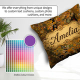 Custom Name Golden Abstract Circles Flowing Organic Seamless Square Filled Cushion Throw Pillow Sofa Bed Home Decor Zip Washable UK Made
