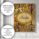 Personalised Name Vibrant Circular Floral Custom  Unique Gift Idea Elegant Feature Canvas Wall Art Print Decor Picture Ready to Hang