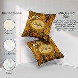 Custom Name Vibrant Circular Floral Pattern Bold Yellow Artistic Square Filled Cushion Throw Pillow Sofa Bed Home Decor Zip Washable UK Made