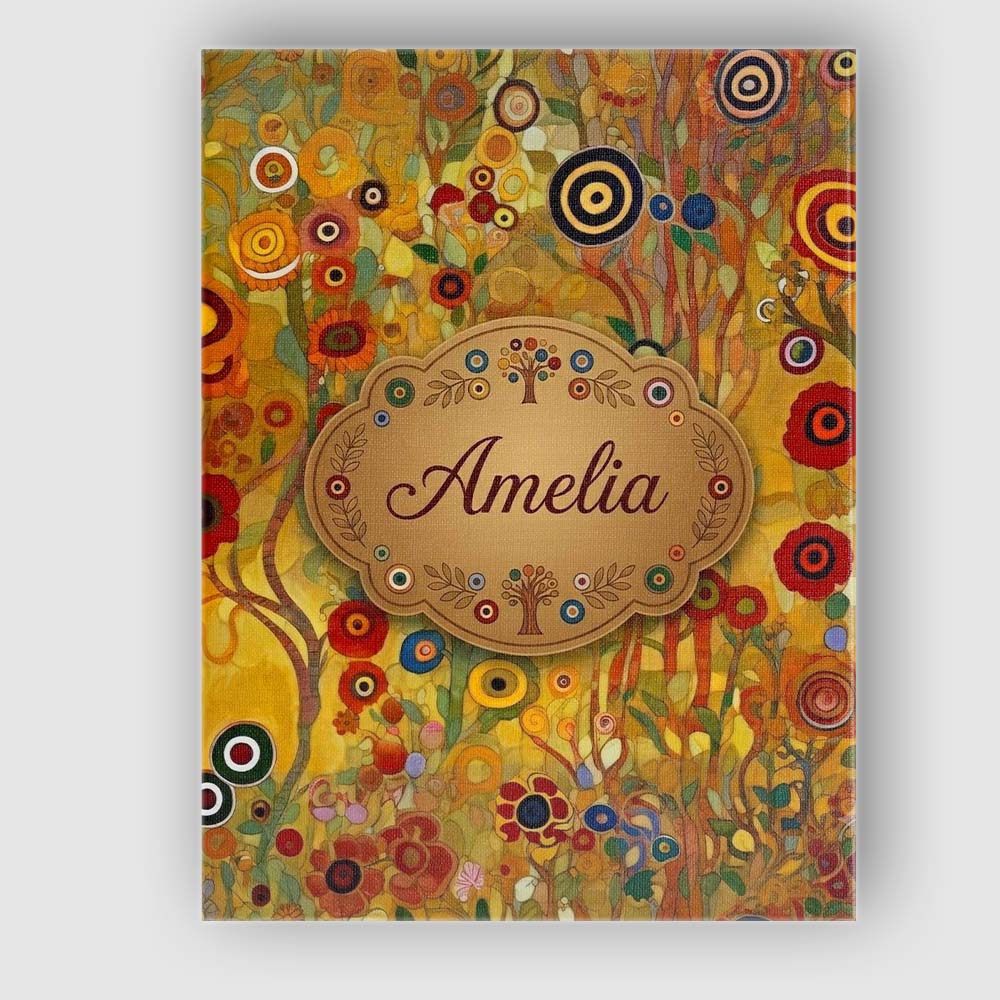 Personalised Name Whimsical Floral Circles Custom  Unique Gift Idea Elegant Feature Canvas Wall Art Print Decor Picture Ready to Hang