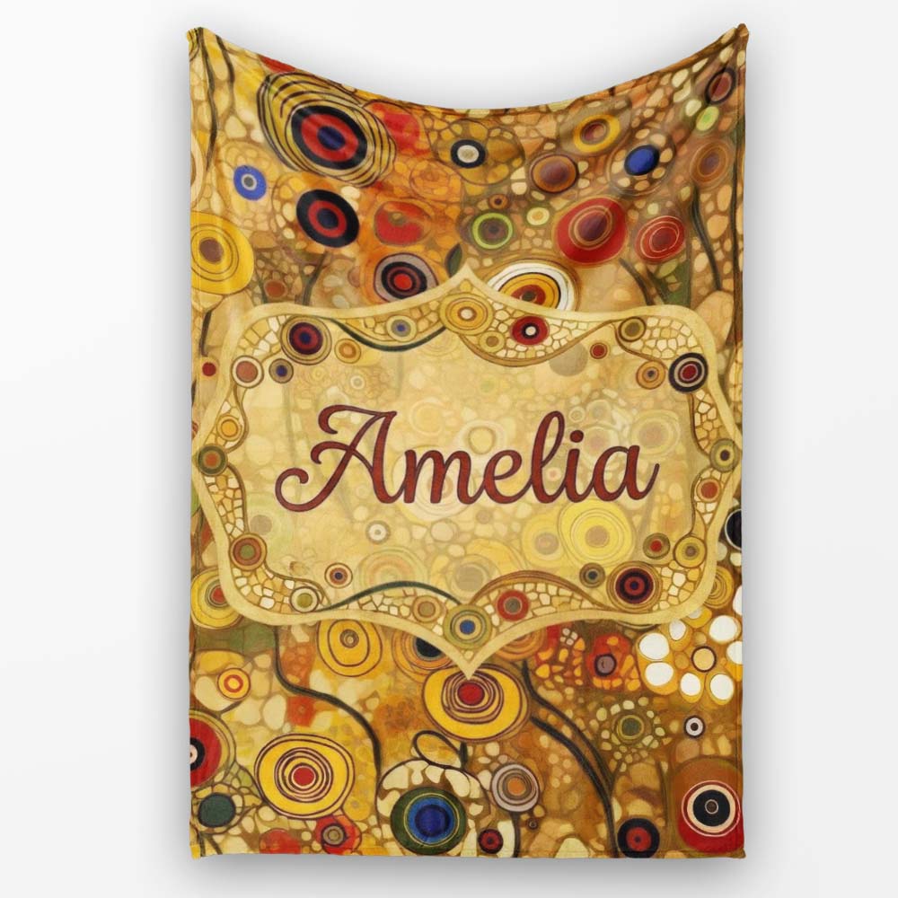 Soft Neutral Abstract Circle Mosaic Organic Shapes Seamless Pattern  Personalised Custom Name Super Soft Fleece Blanket Bed Sofa Throw