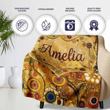 Soft Neutral Abstract Circle Mosaic Organic Shapes Seamless Pattern  Personalised Custom Name Super Soft Fleece Blanket Bed Sofa Throw