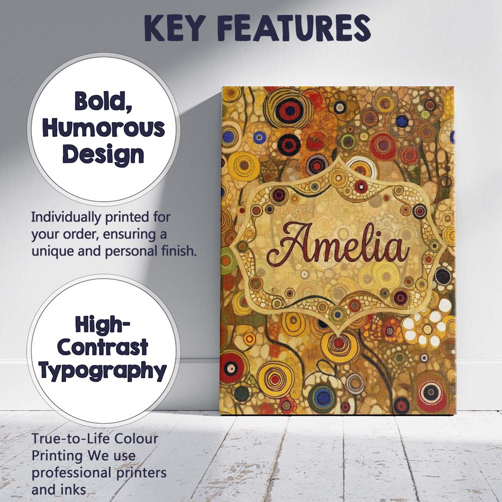 Personalised Name Soft Neutral Abstract Custom  Modern Room Accent Elegant Feature Canvas Wall Art Print Decor Picture Ready to Hang