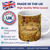 Personalized Custom Name Soft Neutral Abstract Circle Mosaic Organic Shapes Seamless Pattern 11oz Ceramic Coffee Tea Mug White Large Handle