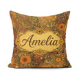 Custom Name Golden Abstract Circles Organic Texture Seamless Square Filled Cushion Throw Pillow Sofa Bed Home Decor Zip Washable UK Made