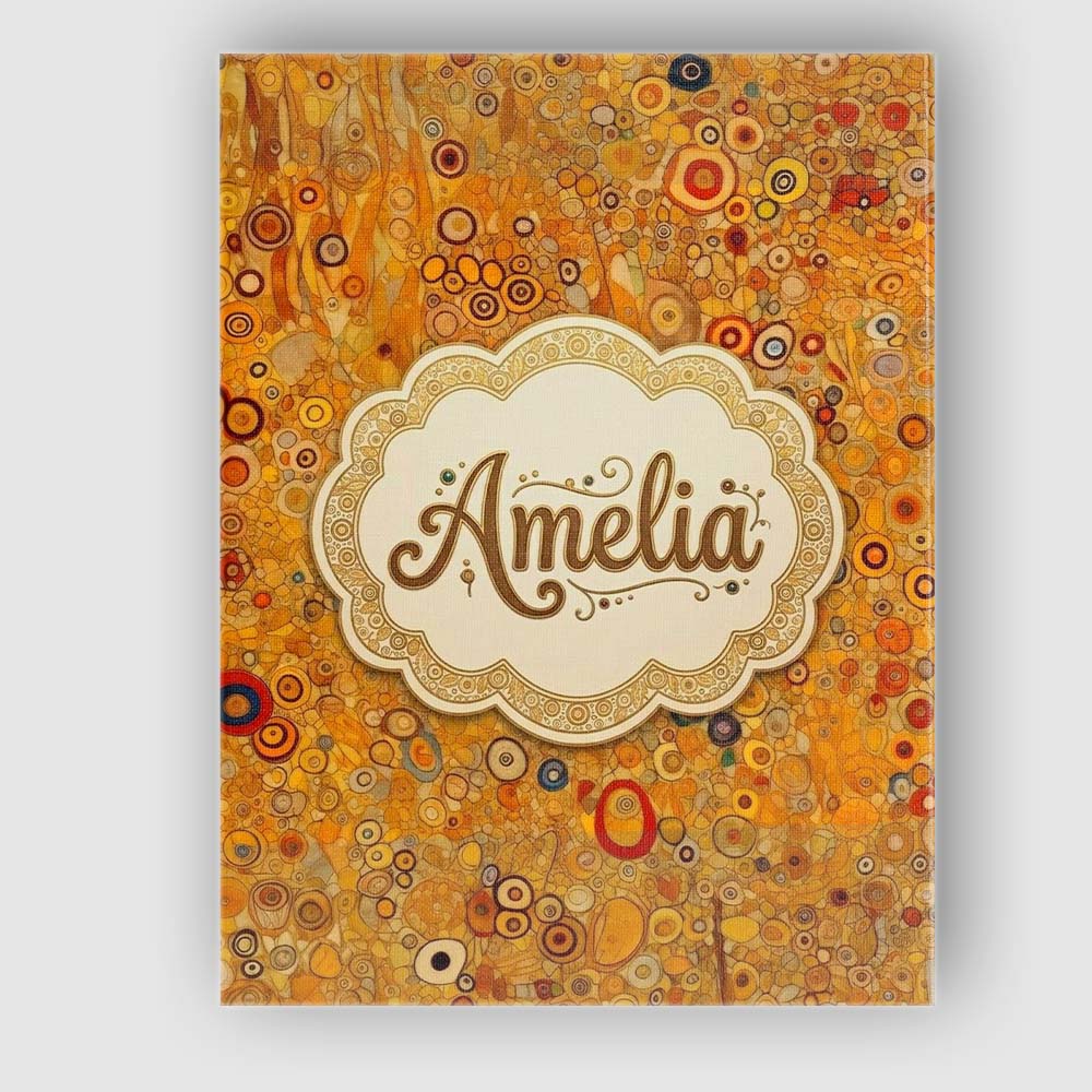 Personalised Name Warm Amber Abstract Custom Modern Room Accent Creative Decorator Style Canvas Wall Art Print Decor Picture Ready to Hang
