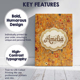 Personalised Name Warm Amber Abstract Custom Modern Room Accent Creative Decorator Style Canvas Wall Art Print Decor Picture Ready to Hang