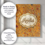 Personalised Name Warm Amber Abstract Custom Modern Room Accent Creative Decorator Style Canvas Wall Art Print Decor Picture Ready to Hang