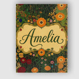 Personalised Name Lush Green Floral Garden Custom  Unique Gift Idea Elegant Feature Canvas Wall Art Print Decor Picture Ready to Hang