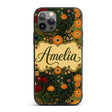 Lush Green Floral Garden Detailed Leaves Blossoms Custom Name Protective Phone Case Mobile Cover Durable Everyday Smartphone Shock Resistant