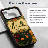 Lush Green Floral Garden Detailed Leaves Blossoms Custom Name Protective Phone Case Mobile Cover Durable Everyday Smartphone Shock Resistant