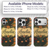 Lush Green Floral Garden Detailed Leaves Blossoms Custom Name Protective Phone Case Mobile Cover Durable Everyday Smartphone Shock Resistant