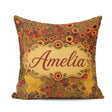 Custom Name Rich Red Floral Tree Abstract Blossoms Warm Seamless Square Filled Cushion Throw Pillow Sofa Bed Home Decor Zip Washable UK Made