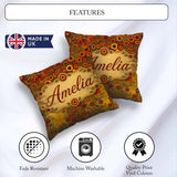 Custom Name Rich Red Floral Tree Abstract Blossoms Warm Seamless Square Filled Cushion Throw Pillow Sofa Bed Home Decor Zip Washable UK Made