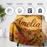 Rich Red Floral Tree Abstract Blossoms Warm Tones Seamless Pattern  Personalised Custom Name Super Soft Fleece Blanket Bed Sofa Throw