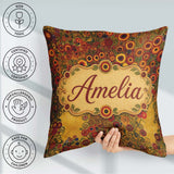 Custom Name Rich Red Floral Tree Abstract Blossoms Warm Seamless Square Filled Cushion Throw Pillow Sofa Bed Home Decor Zip Washable UK Made