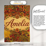 Rich Red Floral Tree Abstract Blossoms Warm Tones Seamless Pattern  Personalised Custom Name Super Soft Fleece Blanket Bed Sofa Throw