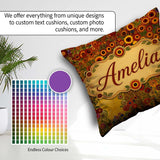 Custom Name Rich Red Floral Tree Abstract Blossoms Warm Seamless Square Filled Cushion Throw Pillow Sofa Bed Home Decor Zip Washable UK Made