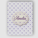 Personalised Name Purple Heart Repeat Custom Modern Room Accent Creative Decorator Style Canvas Wall Art Print Decor Picture Ready to Hang