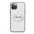 Purple Heart Repeat Pattern Cute Minimal Love Custom Name Protective Phone Case Mobile Cover Durable Everyday Smartphone Shock Resistant