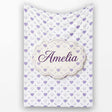 Purple Heart Repeat Pattern Cute Minimal Love Theme Seamless Design  Personalised Custom Name Super Soft Fleece Blanket Bed Sofa Throw