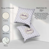Custom Name Purple Heart Repeat Pattern Minimal Seamless Design Square Filled Cushion Throw Pillow Sofa Bed Home Decor Zip Washable UK Made