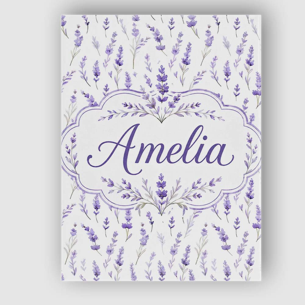 Personalised Name Lavender Floral Sprigs Custom  Unique Gift Idea Elegant Feature Canvas Wall Art Print Decor Picture Ready to Hang