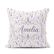 Custom Name Lavender Floral Sprigs Soft Seamless Pattern Elegant Square Filled Cushion Throw Pillow Sofa Bed Home Decor Zip Washable UK Made