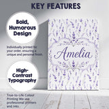 Personalised Name Lavender Floral Sprigs Custom  Unique Gift Idea Elegant Feature Canvas Wall Art Print Decor Picture Ready to Hang