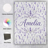 Personalised Name Lavender Floral Sprigs Custom  Unique Gift Idea Elegant Feature Canvas Wall Art Print Decor Picture Ready to Hang