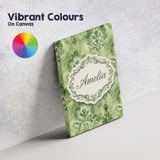 Personalised Name Green Watercolor Damask Custom  Unique Gift Idea Elegant Feature Canvas Wall Art Print Decor Picture Ready to Hang