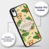 Cute Jungle Animals Lion Tiger Leopard Light Grey Custom Name Protective Phone Case Mobile Cover Durable Everyday Smartphone Shock Resistant