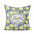 Custom Name Blue Ceramic Tile Lemon Fruit Mediterranean Seamless Square Filled Cushion Throw Pillow Sofa Bed Home Decor Zip Washable UK Made