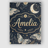 Personalised Name Celestial Butterfly Moon Stars Night Sky Botanical Custom  Home Canvas Wall Art Print Decor Picture Ready to Hang