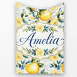 Lemon Botanical Script Background Seamless Pattern Name Cute Unique  Personalised Custom Name Super Soft Fleece Blanket Bed Sofa Throw