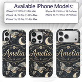 Celestial Butterfly Moon Stars Printed Design Custom Name Protective Phone Case Mobile Cover Durable Everyday Smartphone Shock Resistant