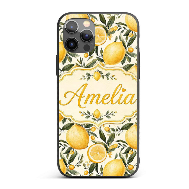 Lemon Citrus Botanical Light Background Seamless Custom Name Protective Phone Case Mobile Cover Durable Everyday Smartphone Shock Resistant